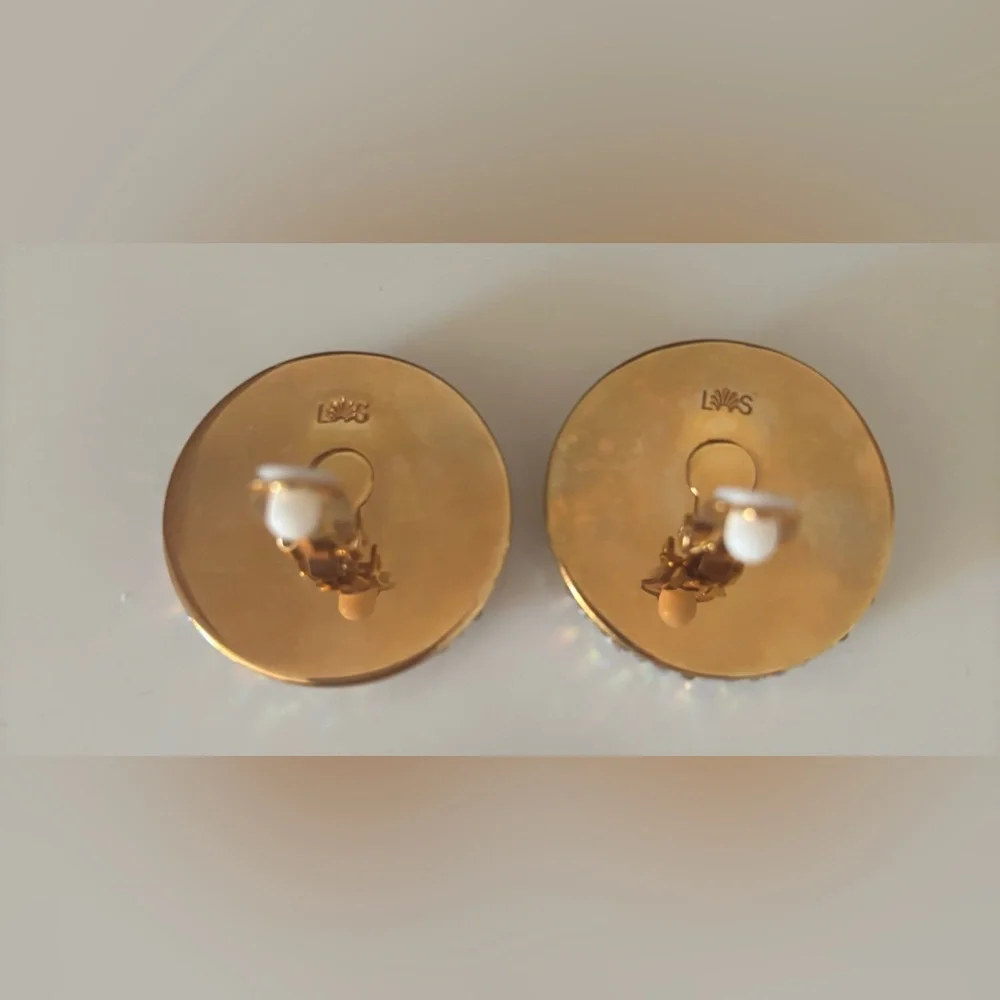 NEW Lele Sadoughi Pink Crystal Disc Clip-on Earrings - Picture 2 of 2